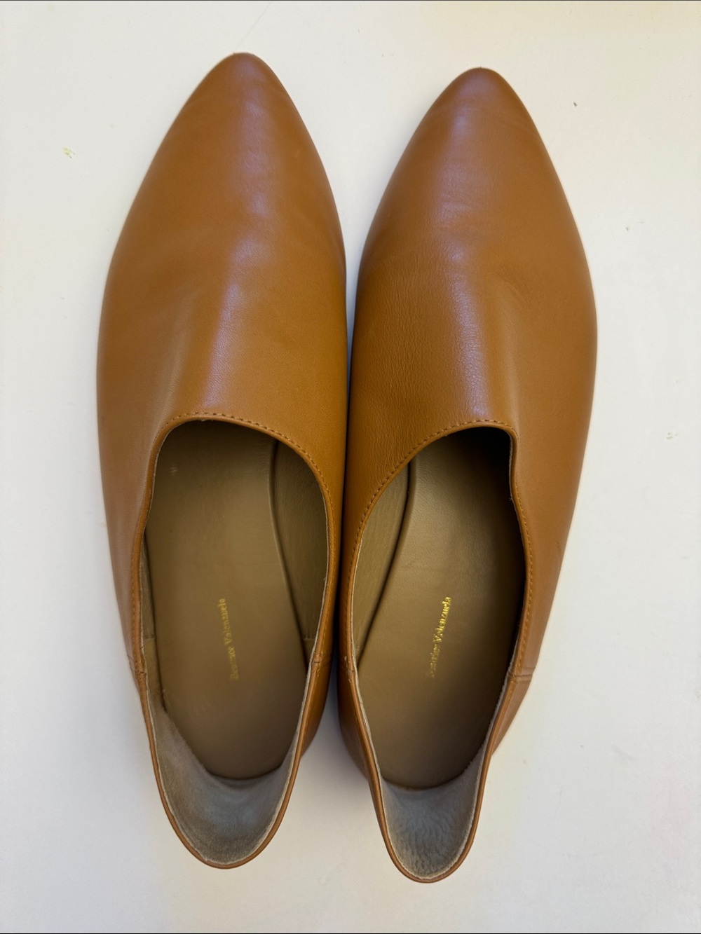 Beatrice Valenzuela Cognac Pointed Slip-On Flats